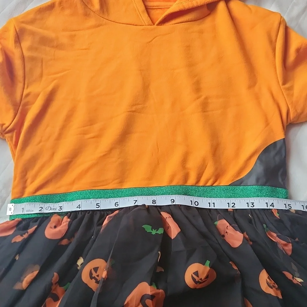 Halloween, Youth Girl Orange Black Cat Soft Squishmallows Pumkin Layered Dress